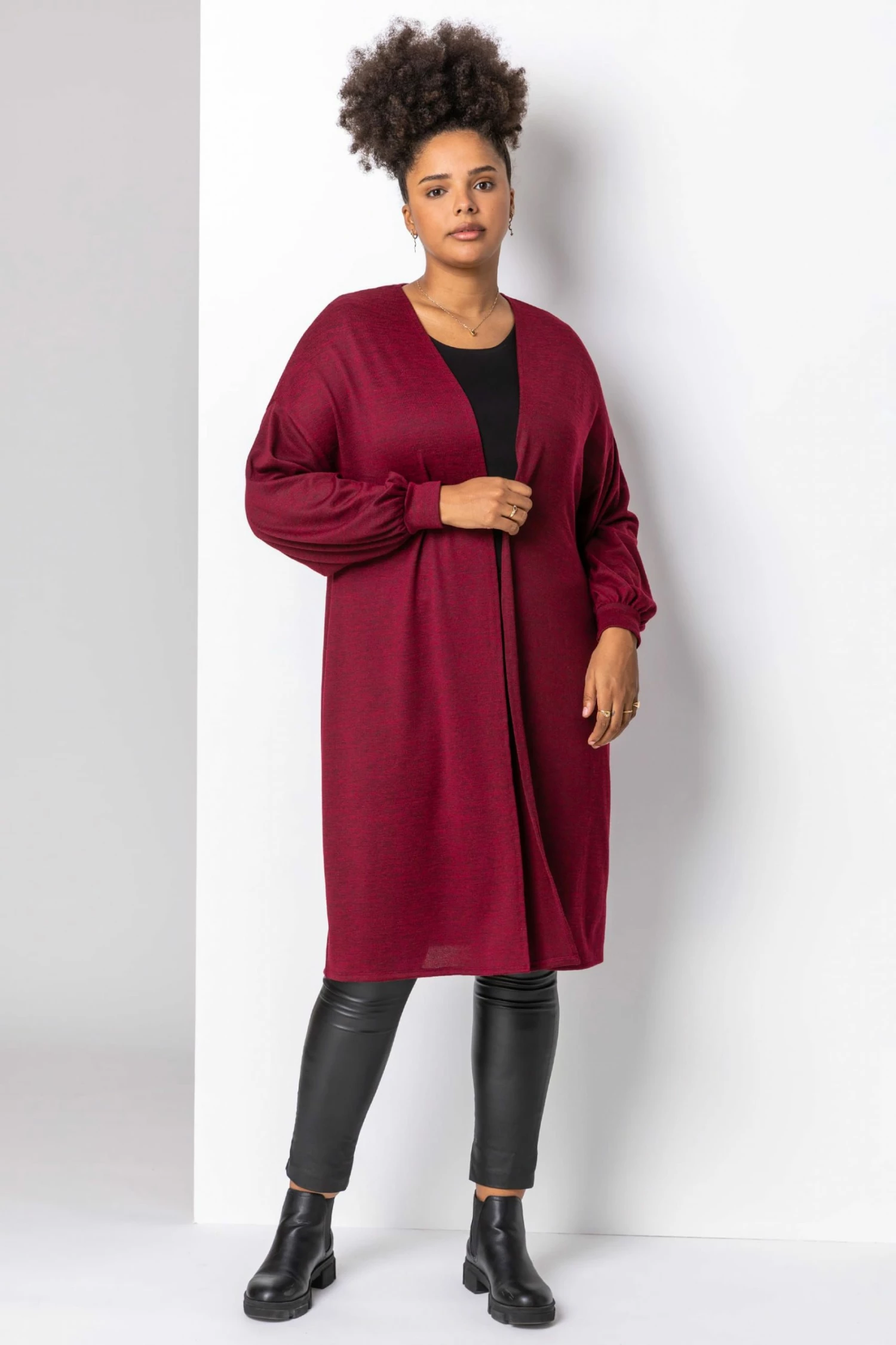 Roman Red Curve Longline Marl Cardigan 5 Roman Red Curve Longline Marl Cardigan - Image 3