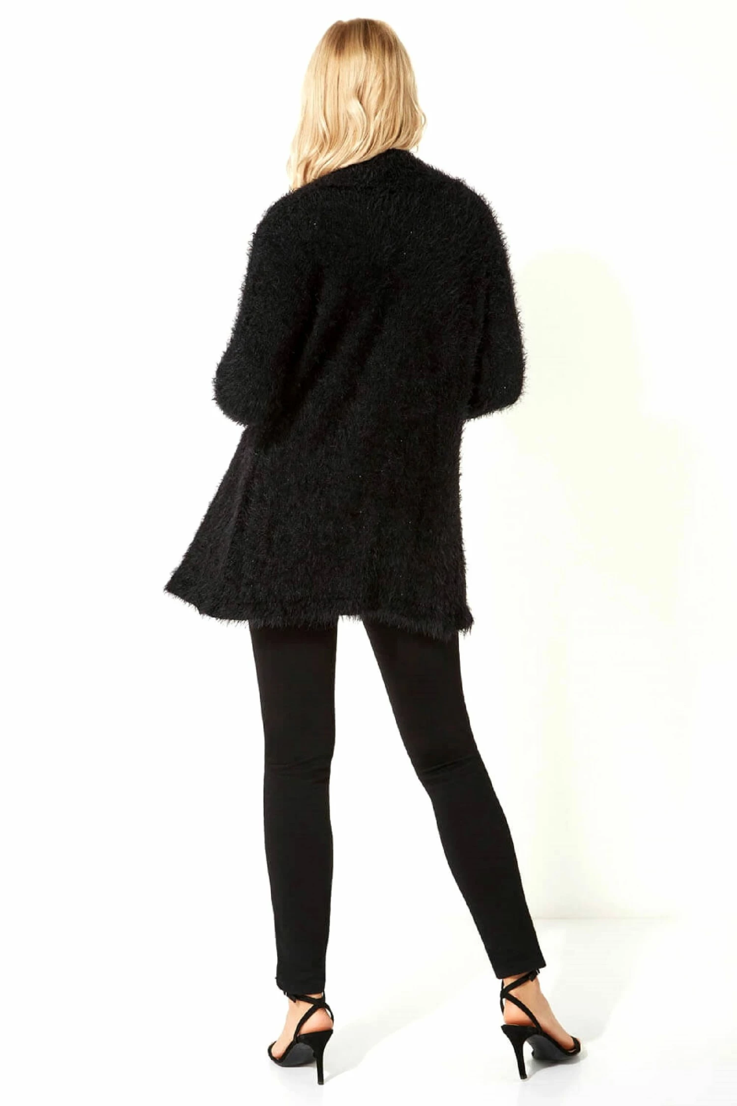 Roman Black Fluffy Long Sleeve Cardigan 4 Roman Black Fluffy Long Sleeve Cardigan - Image 3
