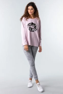 Roman Pink One Size Lip Print Lounge Top -Roman Sales Shop unnamed file 12356