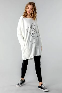 Roman White One Size Foil Heart Print Lounge Top 12 Roman White One Size Foil Heart Print Lounge Top -Roman Sales Shop unnamed file 12362