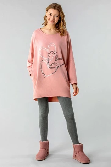 Roman White One Size Foil Heart Print Lounge Top 10 Roman White One Size Foil Heart Print Lounge Top - Image 8