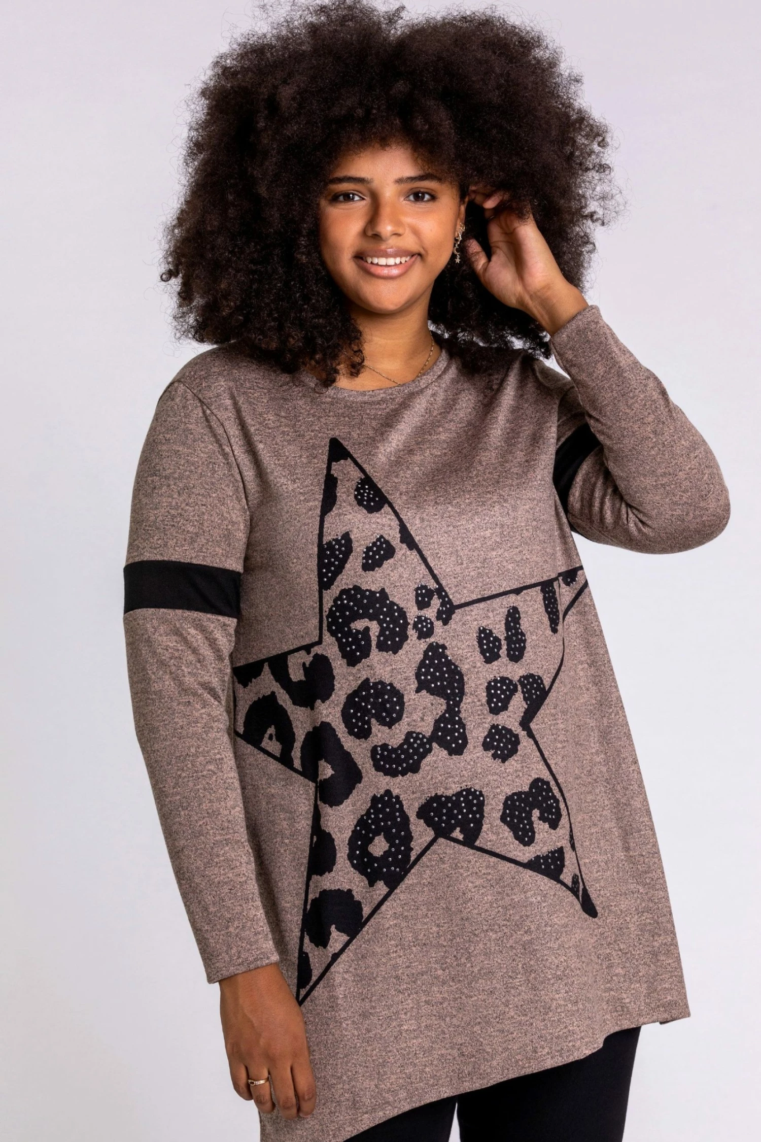 Roman Cream Curve Star Print Jersey Top 2 Roman Cream Curve Star Print Jersey Top