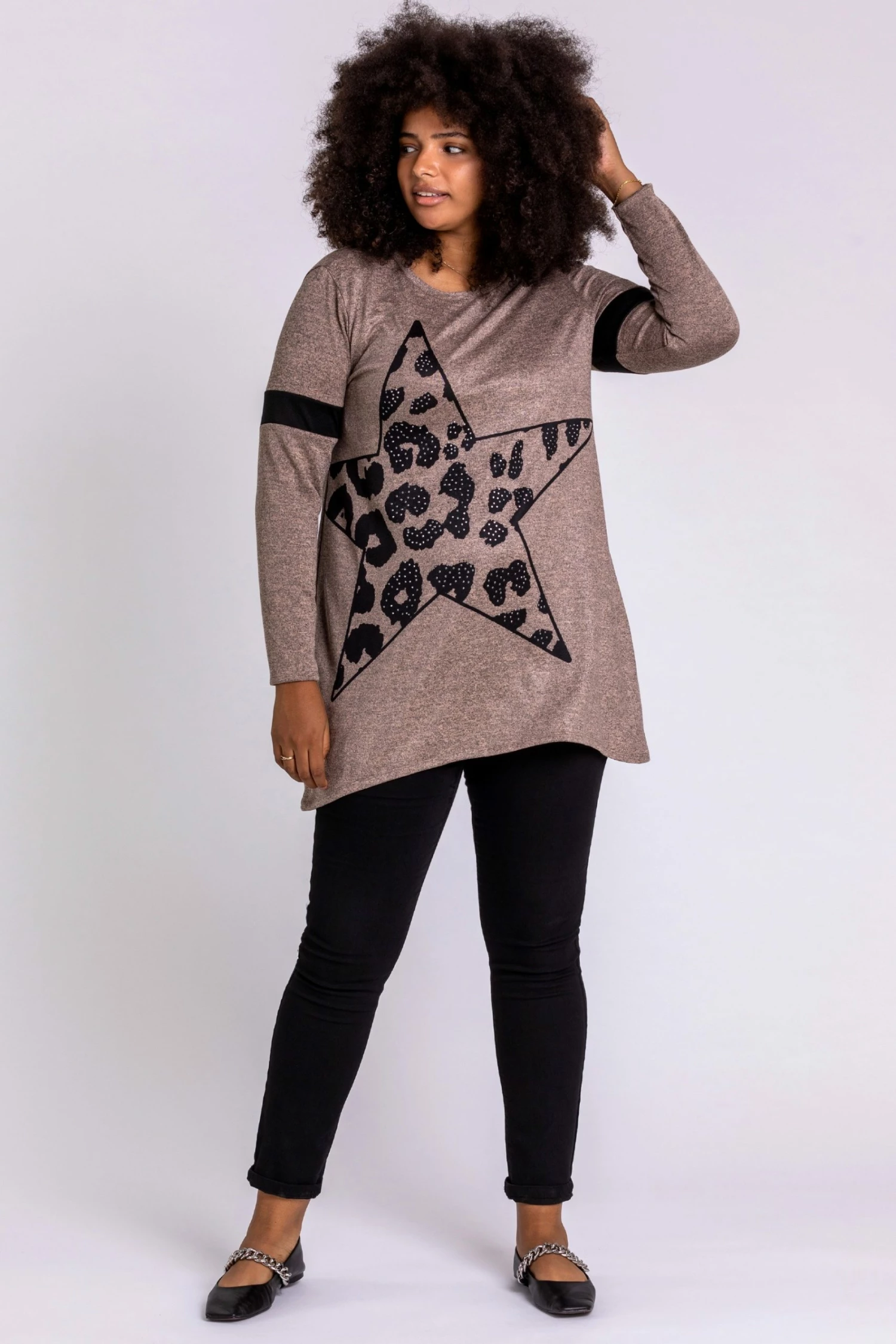 Roman Cream Curve Star Print Jersey Top 3 Roman Cream Curve Star Print Jersey Top - Image 2