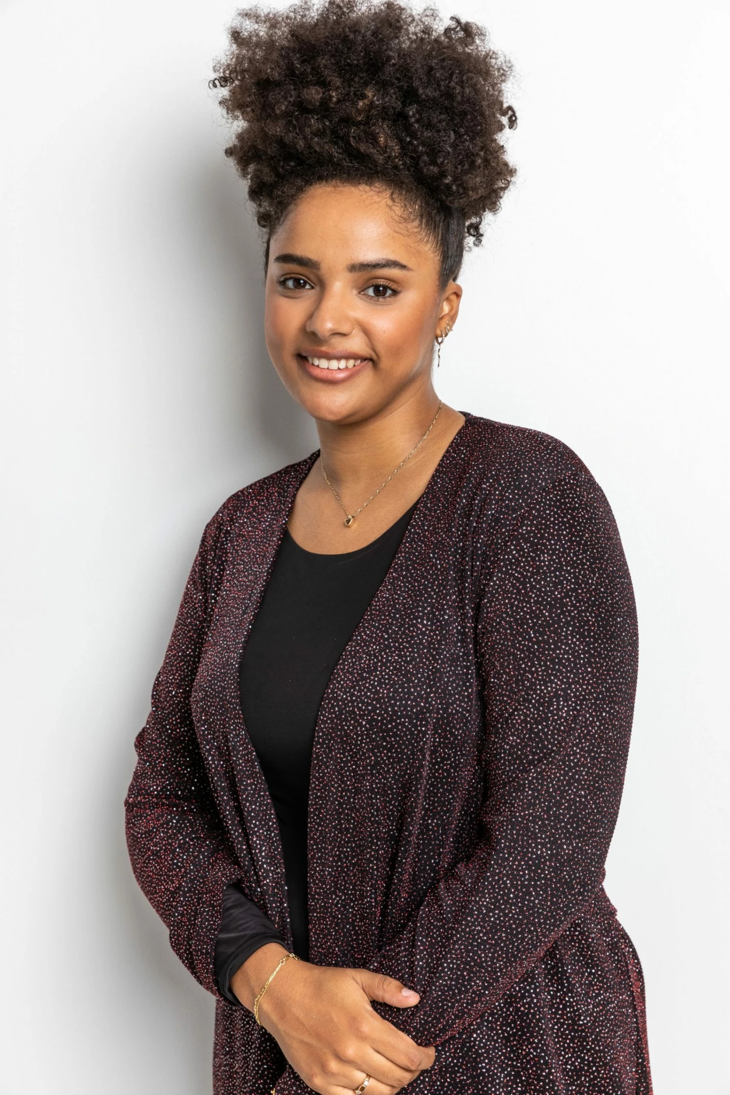 Roman Red Curve Longline Shimmer Kimono 6 Roman Red Curve Longline Shimmer Kimono - Image 5