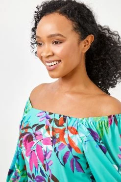 Roman Green Petite Tropical Print Square Neck Top 13 Roman Green Petite Tropical Print Square Neck Top -Roman Sales Shop unnamed file 12444