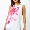 Roman White Bold Floral Overlay Vest Top