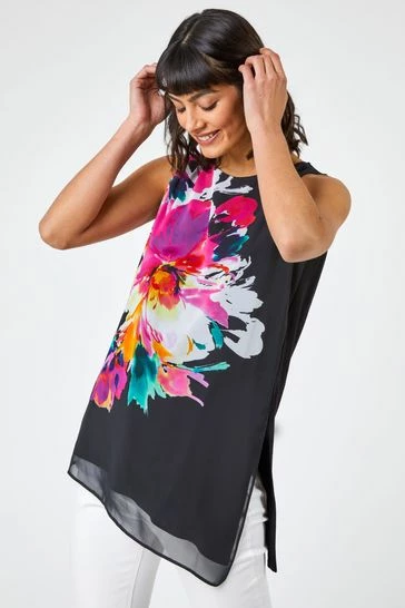 Roman White Bold Floral Overlay Vest Top 8 Roman White Bold Floral Overlay Vest Top - Image 6