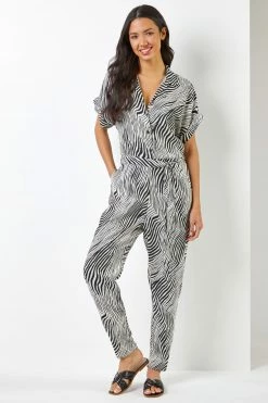Roman Black Wave Print Belted Jumpsuit 10 Roman Black Wave Print Belted Jumpsuit -Roman Sales Shop unnamed file 12461