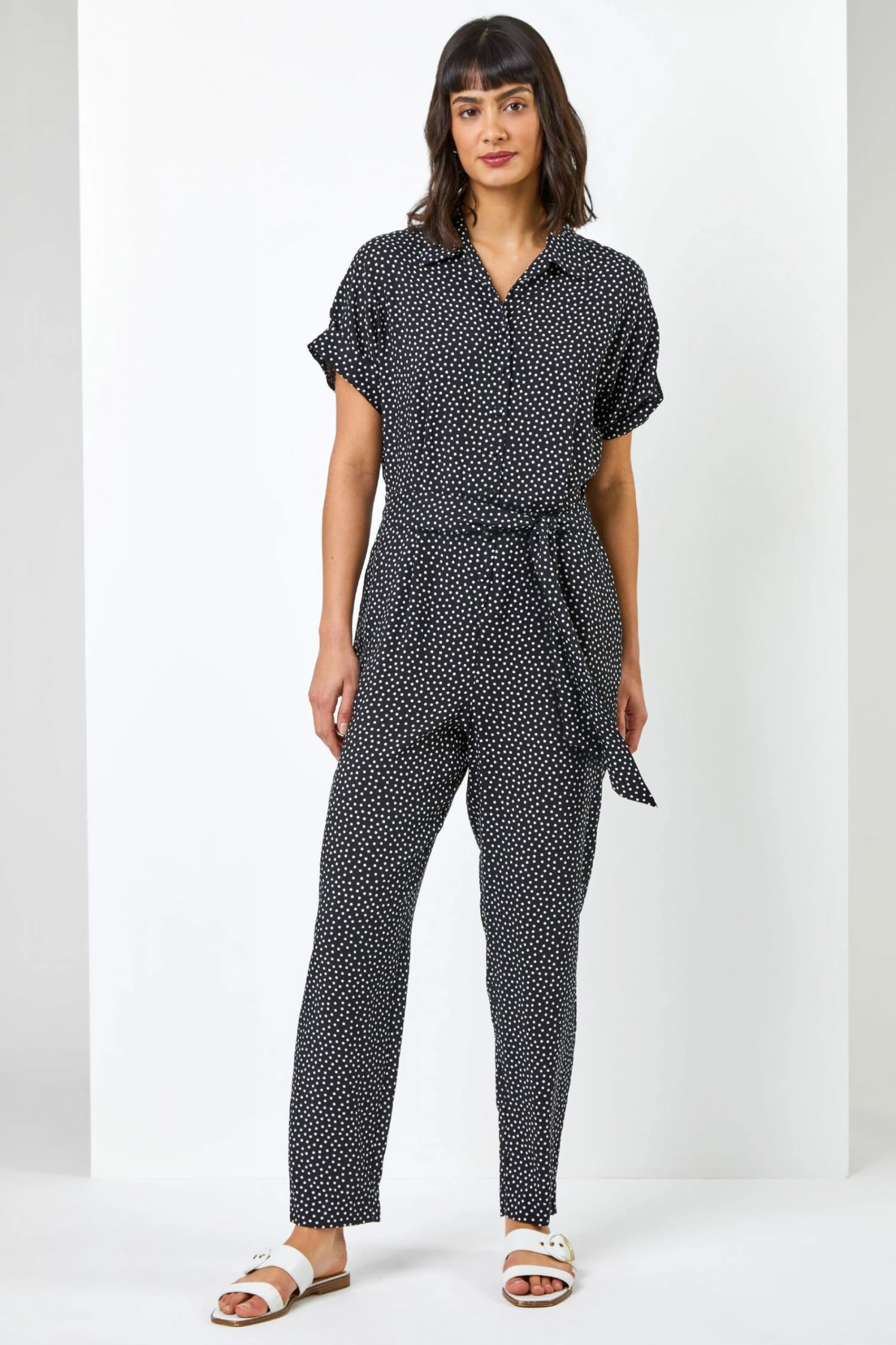 Roman Black Spot Print Collared Jumpsuit 5 Roman Black Spot Print Collared Jumpsuit - Image 3