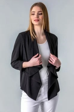 Roman Black Waterfall 3/4 Sleeve Jacket 8 Roman Black Waterfall 3/4 Sleeve Jacket -Roman Sales Shop unnamed file 12487