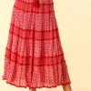 Roman Red Monochrome Print Tiered Maxi Skirt -Roman Sales Shop unnamed file 12494