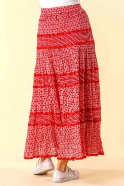Roman Red Monochrome Print Tiered Maxi Skirt 9 Roman Red Monochrome Print Tiered Maxi Skirt -Roman Sales Shop unnamed file 12495