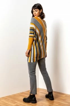 Roman Yellow Asymmetric Stripe Print Jumper -Roman Sales Shop unnamed file 12502