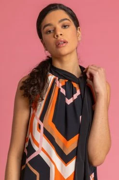 Roman Orange Geo Print Tie Neck Top 10 Roman Orange Geo Print Tie Neck Top -Roman Sales Shop unnamed file 12512
