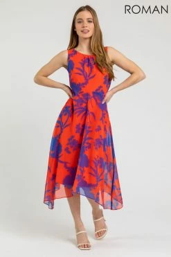 Roman Red Petite Floral Print Chiffon Dress 9 Roman Red Petite Floral Print Chiffon Dress -Roman Sales Shop unnamed file 1252