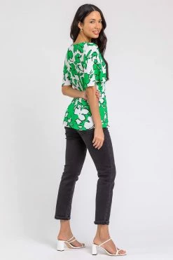 Roman Green Contrast Floral Tie Detail Top 9 Roman Green Contrast Floral Tie Detail Top -Roman Sales Shop unnamed file 12520