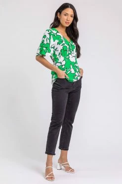 Roman Green Contrast Floral Tie Detail Top 10 Roman Green Contrast Floral Tie Detail Top -Roman Sales Shop unnamed file 12521