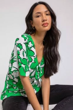 Roman Green Contrast Floral Tie Detail Top 13 Roman Green Contrast Floral Tie Detail Top -Roman Sales Shop unnamed file 12524