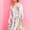 Roman White Floral Print Boho Smock Top