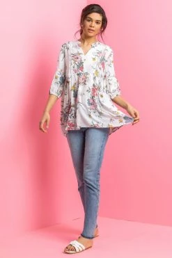 Roman White Floral Print Boho Smock Top 9 Roman White Floral Print Boho Smock Top -Roman Sales Shop unnamed file 12527
