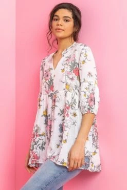 Roman White Floral Print Boho Smock Top 11 Roman White Floral Print Boho Smock Top -Roman Sales Shop unnamed file 12529