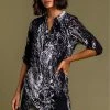 Roman Black Mono Print Layered Tunic