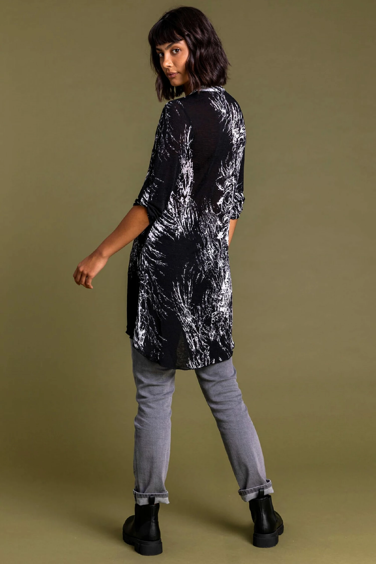 Roman Black Mono Print Layered Tunic 5 Roman Black Mono Print Layered Tunic - Image 3