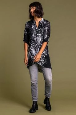 Roman Black Mono Print Layered Tunic 11 Roman Black Mono Print Layered Tunic -Roman Sales Shop unnamed file 12538