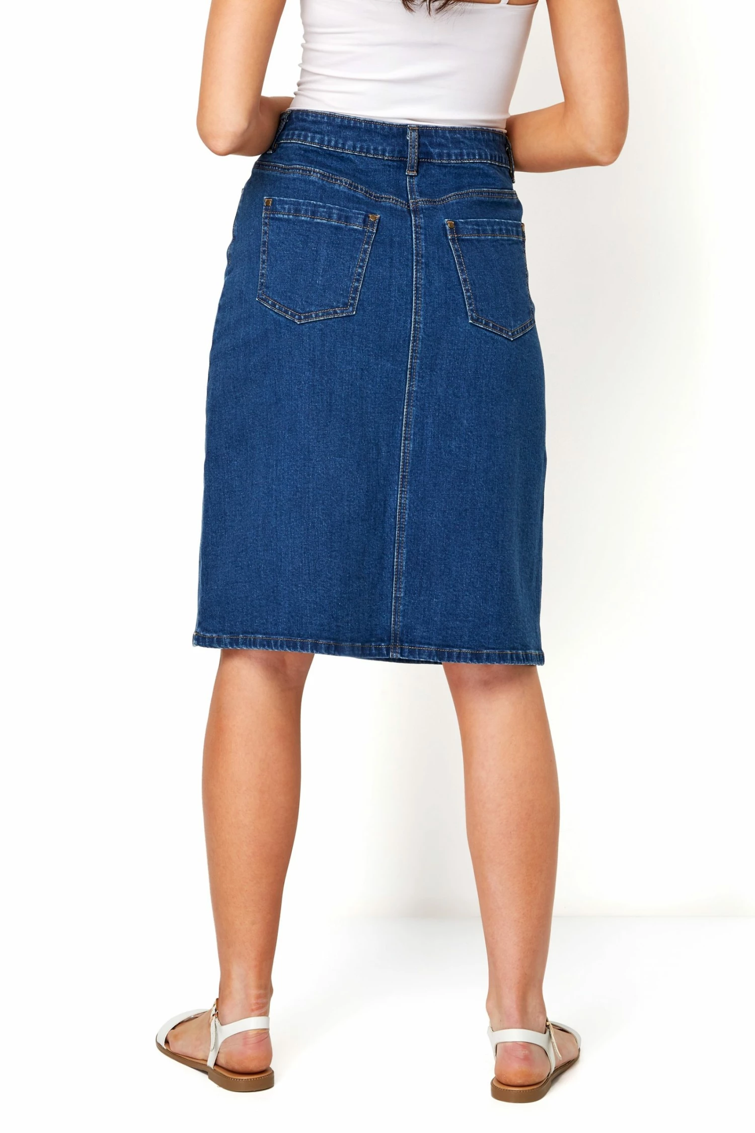 Roman Mid Blue A-Line Denim Skirt 4 Roman Mid Blue A-Line Denim Skirt - Image 2