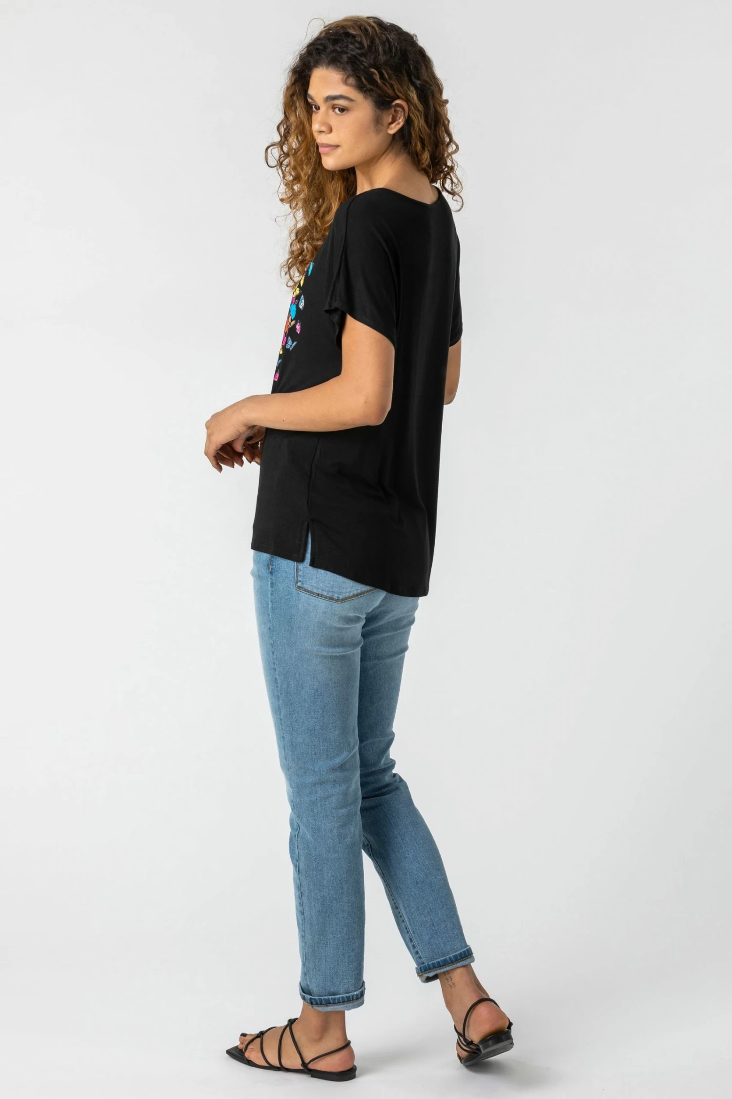 Roman Black Butterfly Heart Print T-Shirt 4 Roman Black Butterfly Heart Print T-Shirt - Image 2