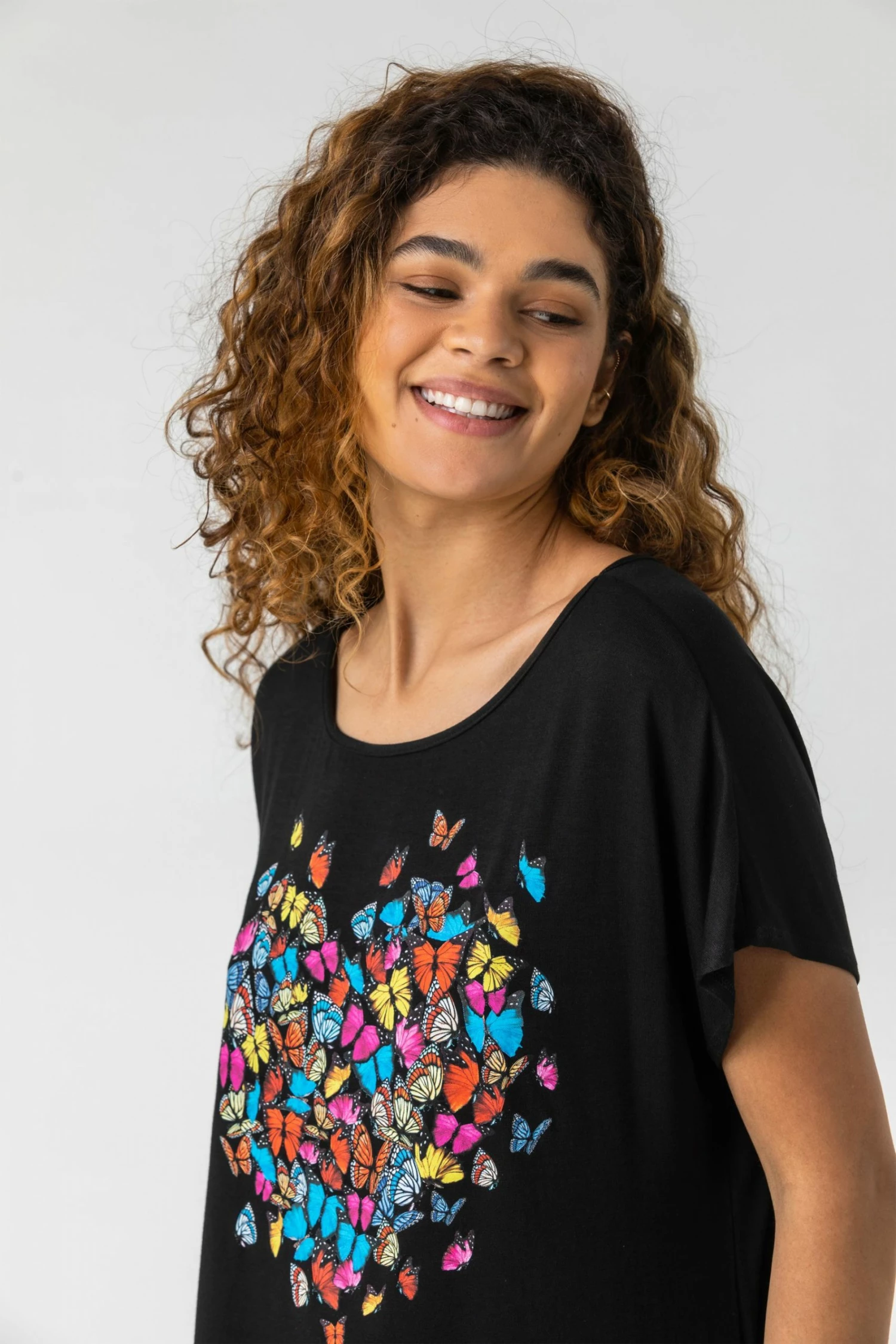 Roman Black Butterfly Heart Print T-Shirt 6 Roman Black Butterfly Heart Print T-Shirt - Image 4