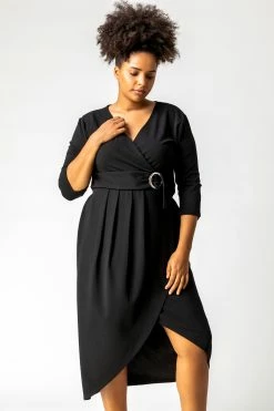 Roman Black Curve V Neck Wrap Midi Dress 10 Roman Black Curve V Neck Wrap Midi Dress -Roman Sales Shop unnamed file 1257