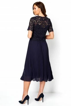 Roman Navy Lace Top Overlay Pleated Midi Dress 9 Roman Navy Lace Top Overlay Pleated Midi Dress -Roman Sales Shop unnamed file 12573
