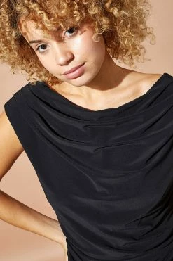 Roman Black Cowl Neck Ruched Jumpsuit -Roman Sales Shop unnamed file 12580