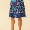 Roman Blue A Line Leaf Print Contrast Skirt -Roman Sales Shop unnamed file 12586