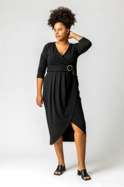Roman Black Curve V Neck Wrap Midi Dress 12 Roman Black Curve V Neck Wrap Midi Dress -Roman Sales Shop unnamed file 1259