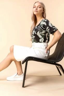 Roman White A Line Knee Length Denim Skirt -Roman Sales Shop unnamed file 12595