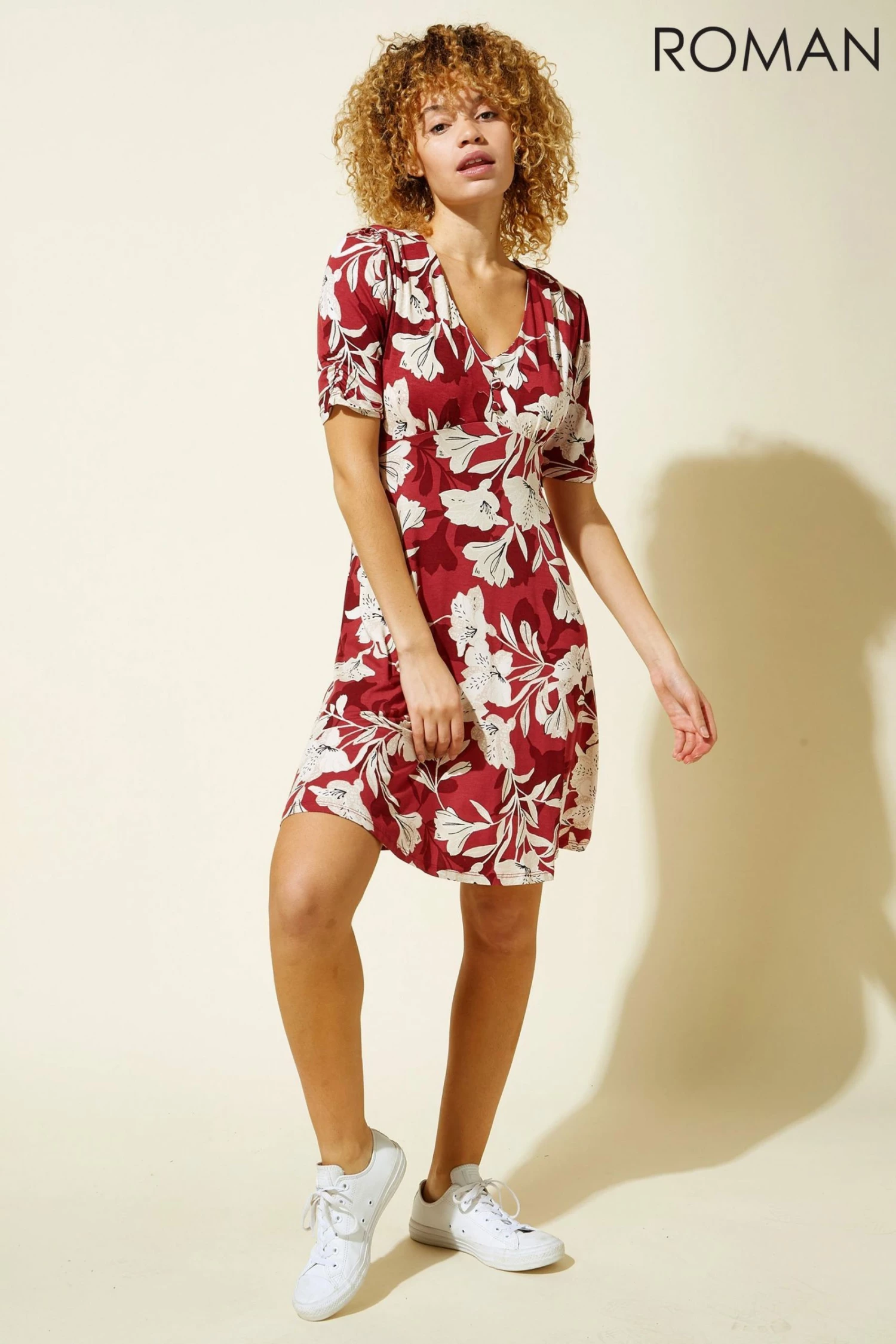 Roman Purple Lily Print Tea Dress 5 Roman Purple Lily Print Tea Dress - Image 3