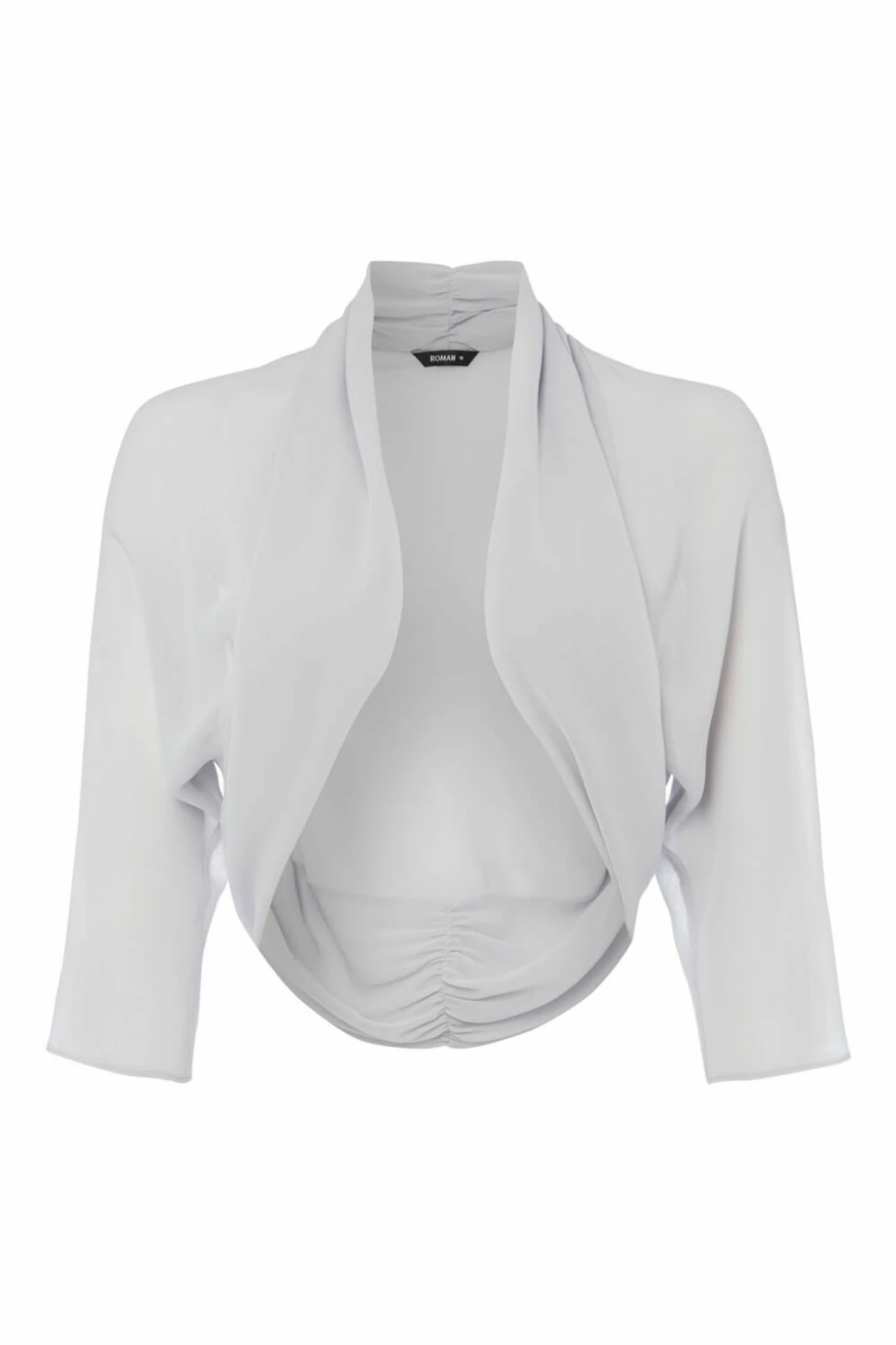 Roman Grey Ruched Hem Chiffon Bolero 6 Roman Grey Ruched Hem Chiffon Bolero - Image 4