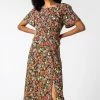 Roman Orange Multi Floral Print Side Split Dress 1 Roman Orange Multi Floral Print Side Split Dress -Roman Sales Shop unnamed file 1261