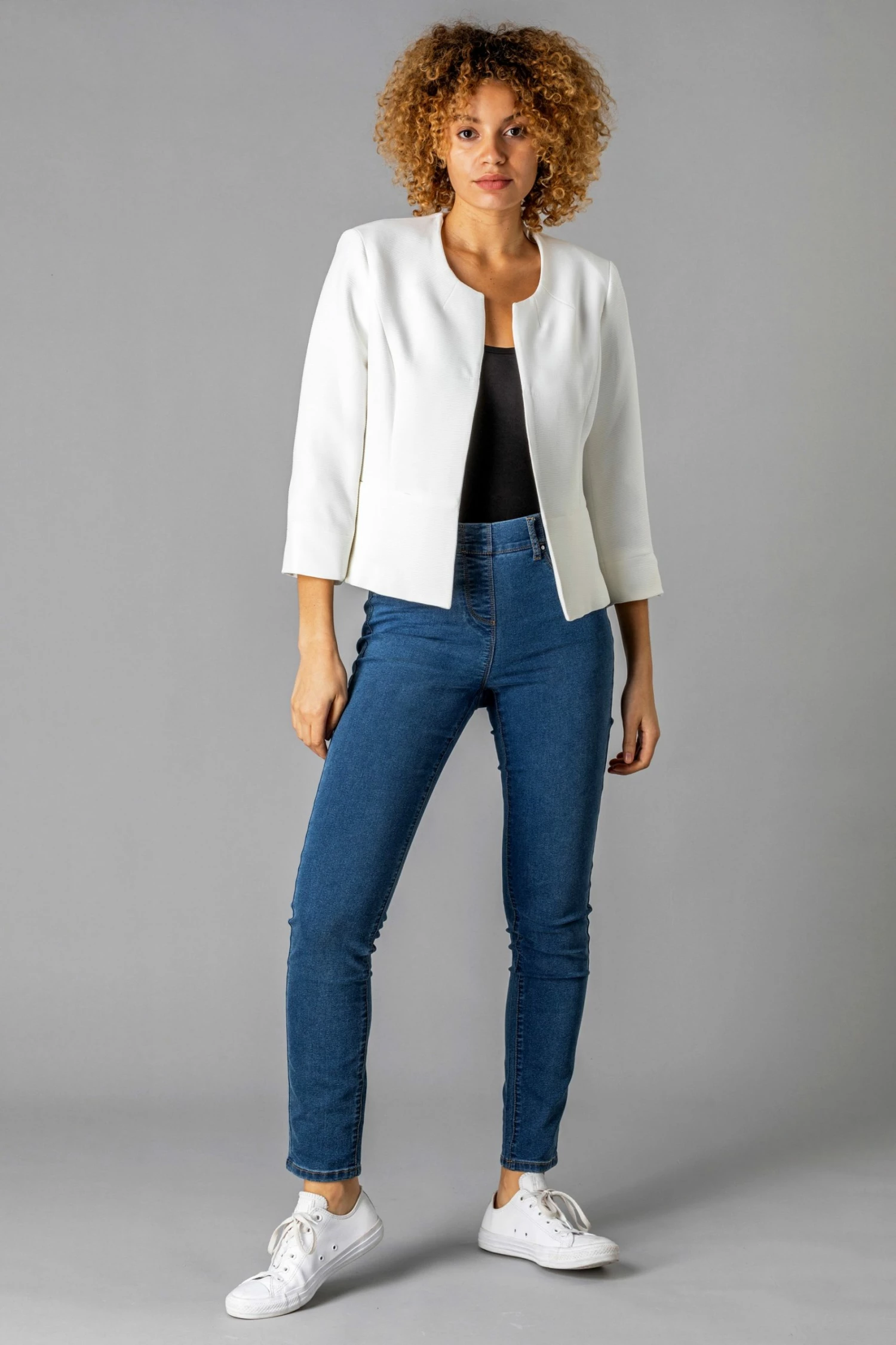 Roman Ivory Textured Cropped Jacket 4 Roman Ivory Textured Cropped Jacket - Image 2