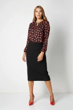 Roman Black Textured Pencil Skirt -Roman Sales Shop unnamed file 12627