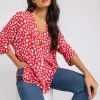 Roman Red Abstract Spot Button Detail Top -Roman Sales Shop unnamed file 12628
