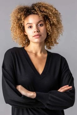 Roman Black V-Neck Long Sleeve Jumper -Roman Sales Shop unnamed file 12636