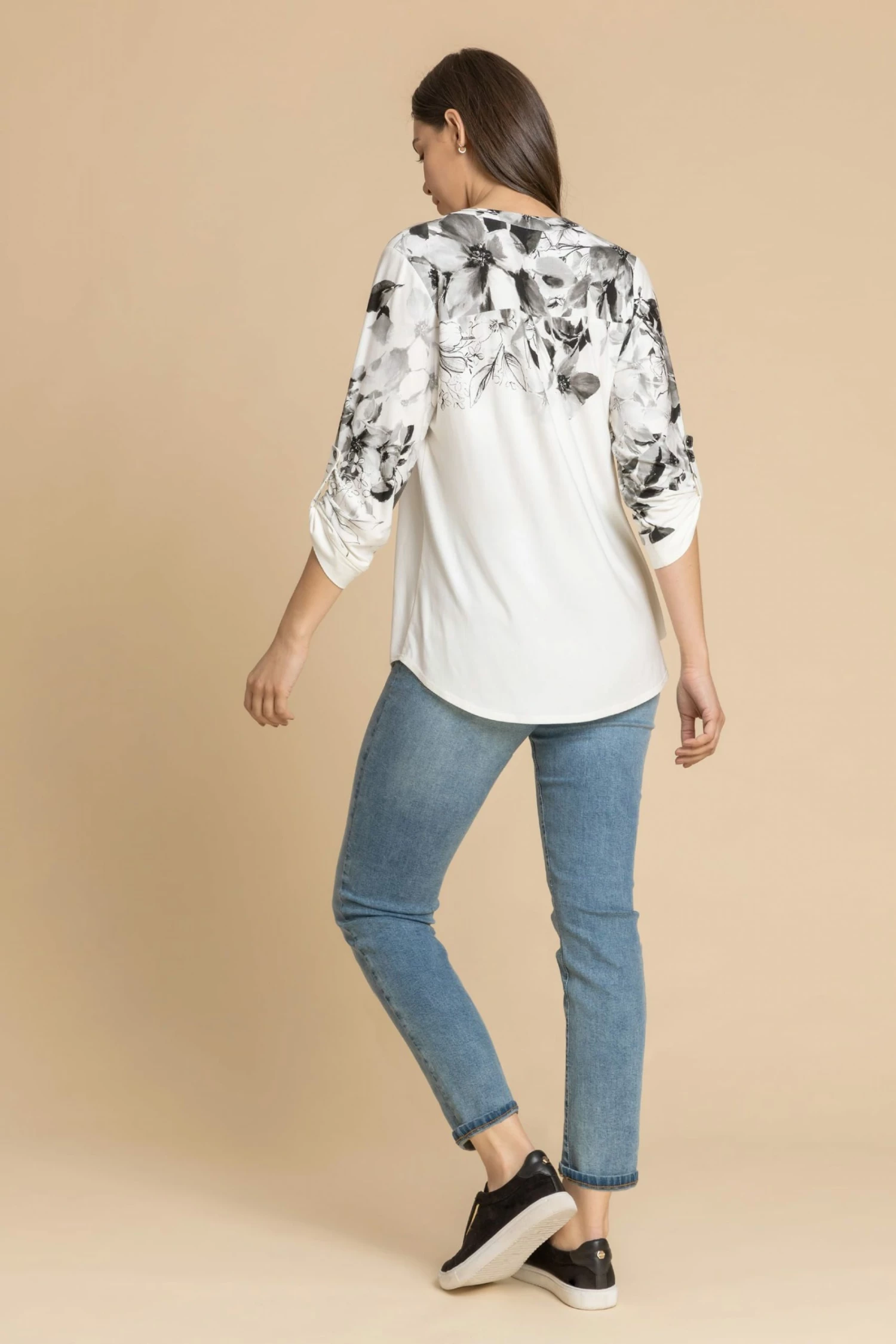 Roman White Floral Print Jersey Shirt 4 Roman White Floral Print Jersey Shirt - Image 2