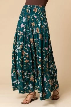 Roman Black Floral Shirred Waist Maxi Skirt 13 Roman Black Floral Shirred Waist Maxi Skirt -Roman Sales Shop unnamed file 12657