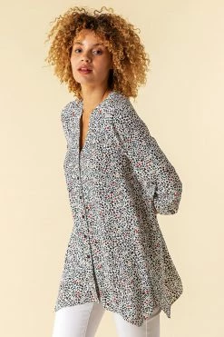 Roman Black Animal Heart Print Hanky Hem Shirt 9 Roman Black Animal Heart Print Hanky Hem Shirt -Roman Sales Shop unnamed file 12665