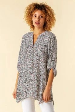 Roman Black Animal Heart Print Hanky Hem Shirt 11 Roman Black Animal Heart Print Hanky Hem Shirt -Roman Sales Shop unnamed file 12667