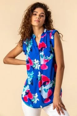 Roman Blue Floral Print Tunic Top 11 Roman Blue Floral Print Tunic Top -Roman Sales Shop unnamed file 12672