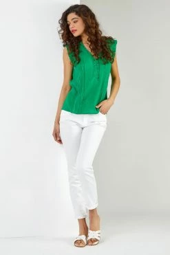 Roman Green Ruffle Detail Cotton Crinkle Top 9 Roman Green Ruffle Detail Cotton Crinkle Top -Roman Sales Shop unnamed file 12674